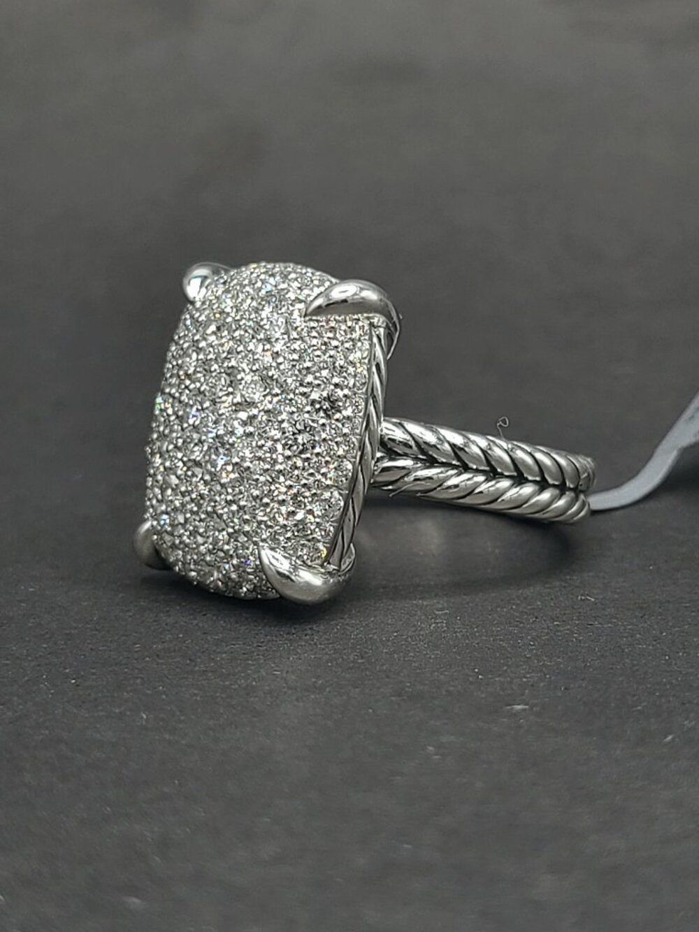 NWT David Yurman Chatelaine Elongated Ring in Sterling Silver w/ Diamonds - Sz 7 - Picture 6 of 12